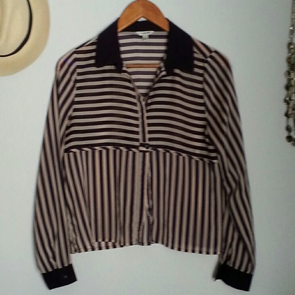 Hollister Tops - I Love H81 beige and purple striped top